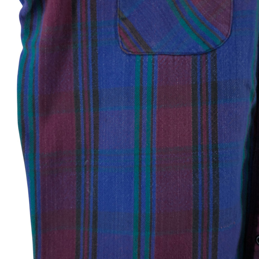 90'S Five Brother Long Sleeve Flannel Check Shirt Men's XL Vintage cotton purple type Vintage Second Hand