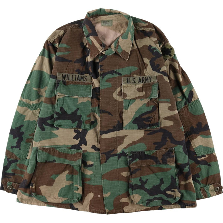 Authentic US military item, 1980'S camouflage pattern woodland camo BDU military jacket, made in USA, LARGE-REGULAR, equivalent to men's L, vintage /eaa514866