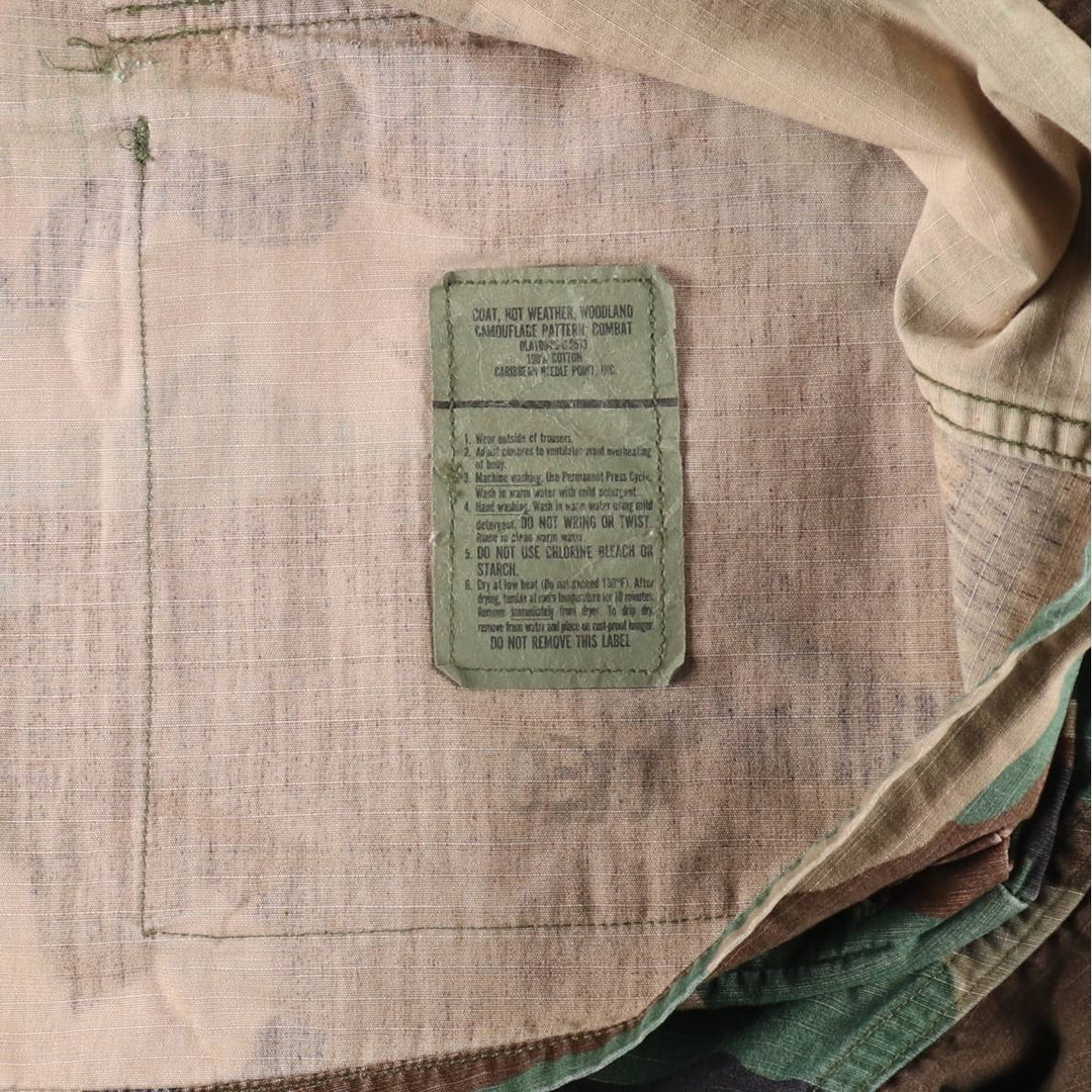 Authentic US military item, 1980'S camouflage pattern woodland camo BDU military jacket, made in USA, LARGE-REGULAR, equivalent to men's L, vintage /eaa514866