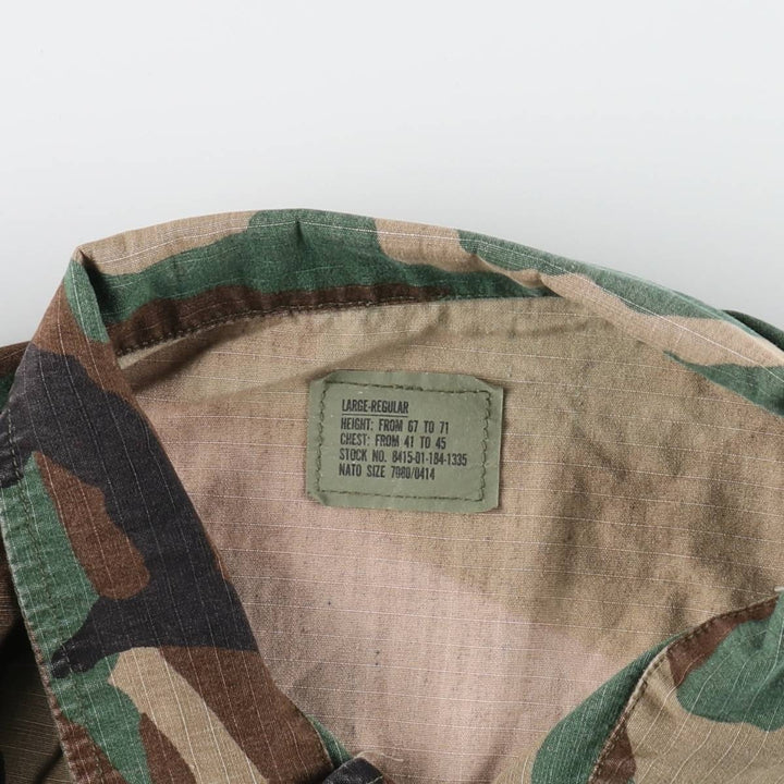 Authentic US military item, 1980'S camouflage pattern woodland camo BDU military jacket, made in USA, LARGE-REGULAR, equivalent to men's L, vintage /eaa514866