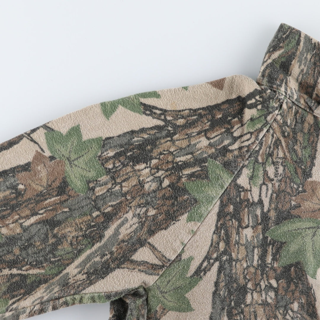 90'S OCOEE Camouflage Pattern Real Tree Camo Zip-up Jacket Men's M Size Vintage unclear Khaki type Vintage Second Hand