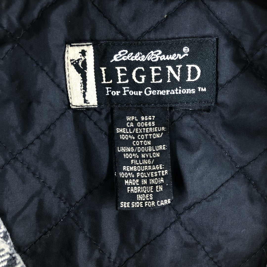 90s~00'S Eddie Bauer LEGEND Check Pattern Houndstooth Pattern Padded Patchwork Cotton Jacket Men's L size cotton Beige type Vintage Second Hand