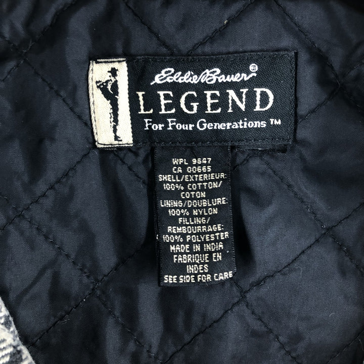 90s~00'S Eddie Bauer LEGEND Check Pattern Houndstooth Pattern Padded Patchwork Cotton Jacket Men's L size cotton Beige type Vintage Second Hand
