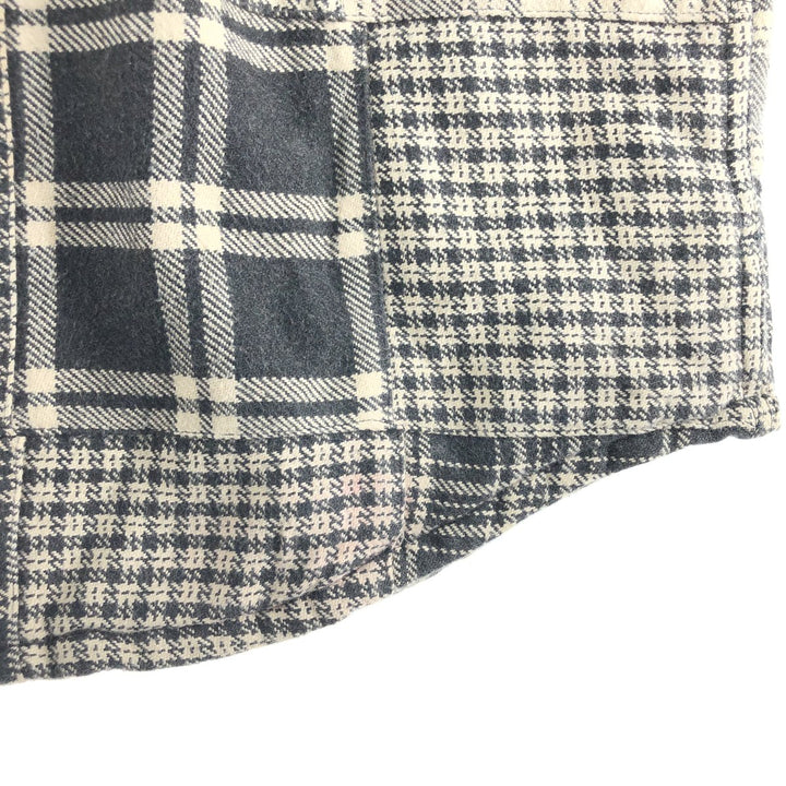 90s~00'S Eddie Bauer LEGEND Check Pattern Houndstooth Pattern Padded Patchwork Cotton Jacket Men's L size cotton Beige type Vintage Second Hand