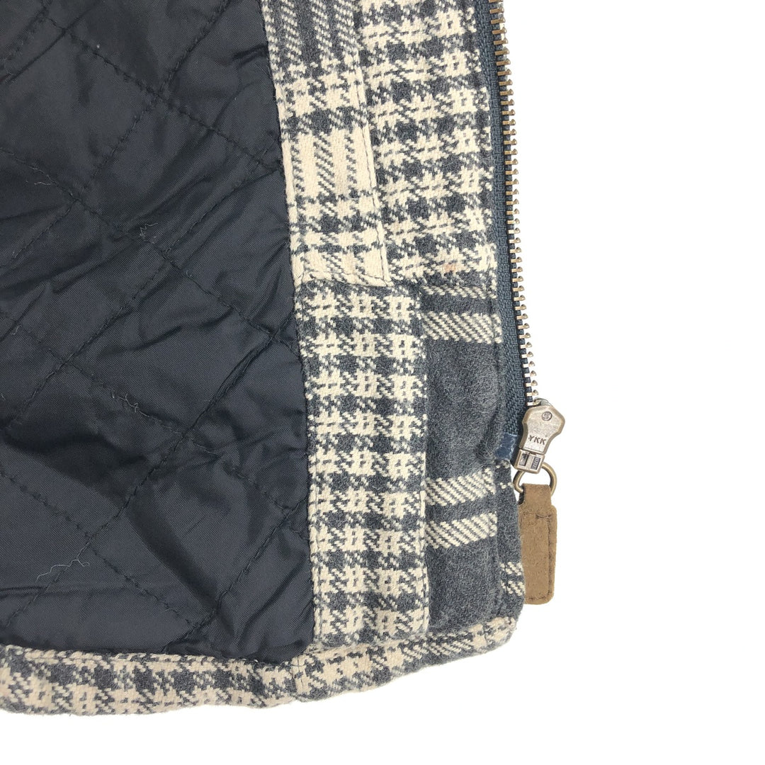 90s~00'S Eddie Bauer LEGEND Check Pattern Houndstooth Pattern Padded Patchwork Cotton Jacket Men's L size cotton Beige type Vintage Second Hand