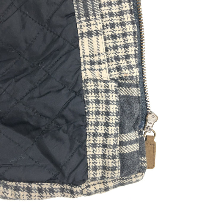90s~00'S Eddie Bauer LEGEND Check Pattern Houndstooth Pattern Padded Patchwork Cotton Jacket Men's L size cotton Beige type Vintage Second Hand