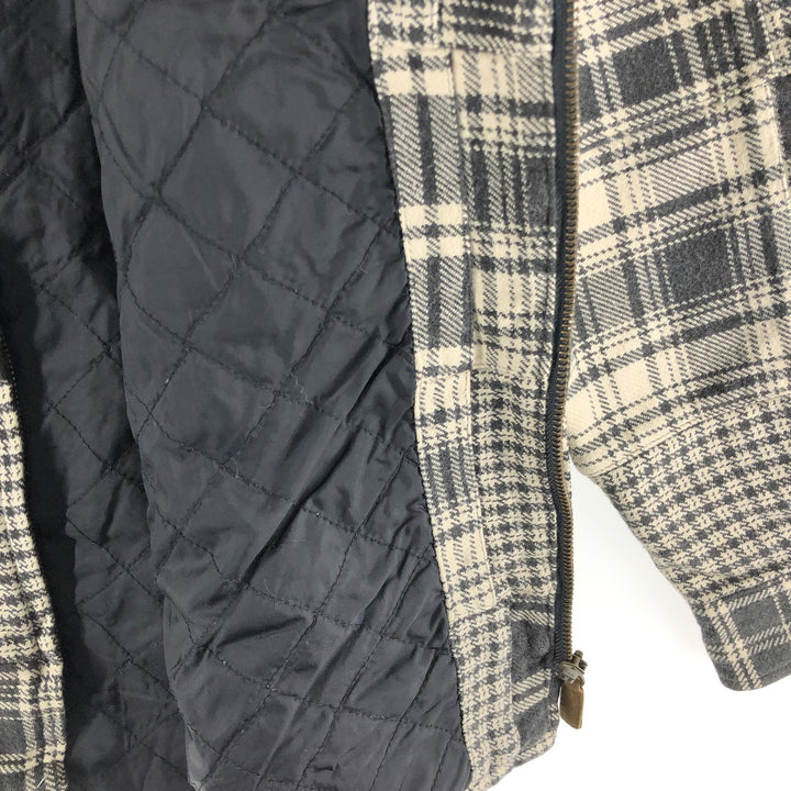 90s~00'S Eddie Bauer LEGEND Check Pattern Houndstooth Pattern Padded Patchwork Cotton Jacket Men's L size cotton Beige type Vintage Second Hand