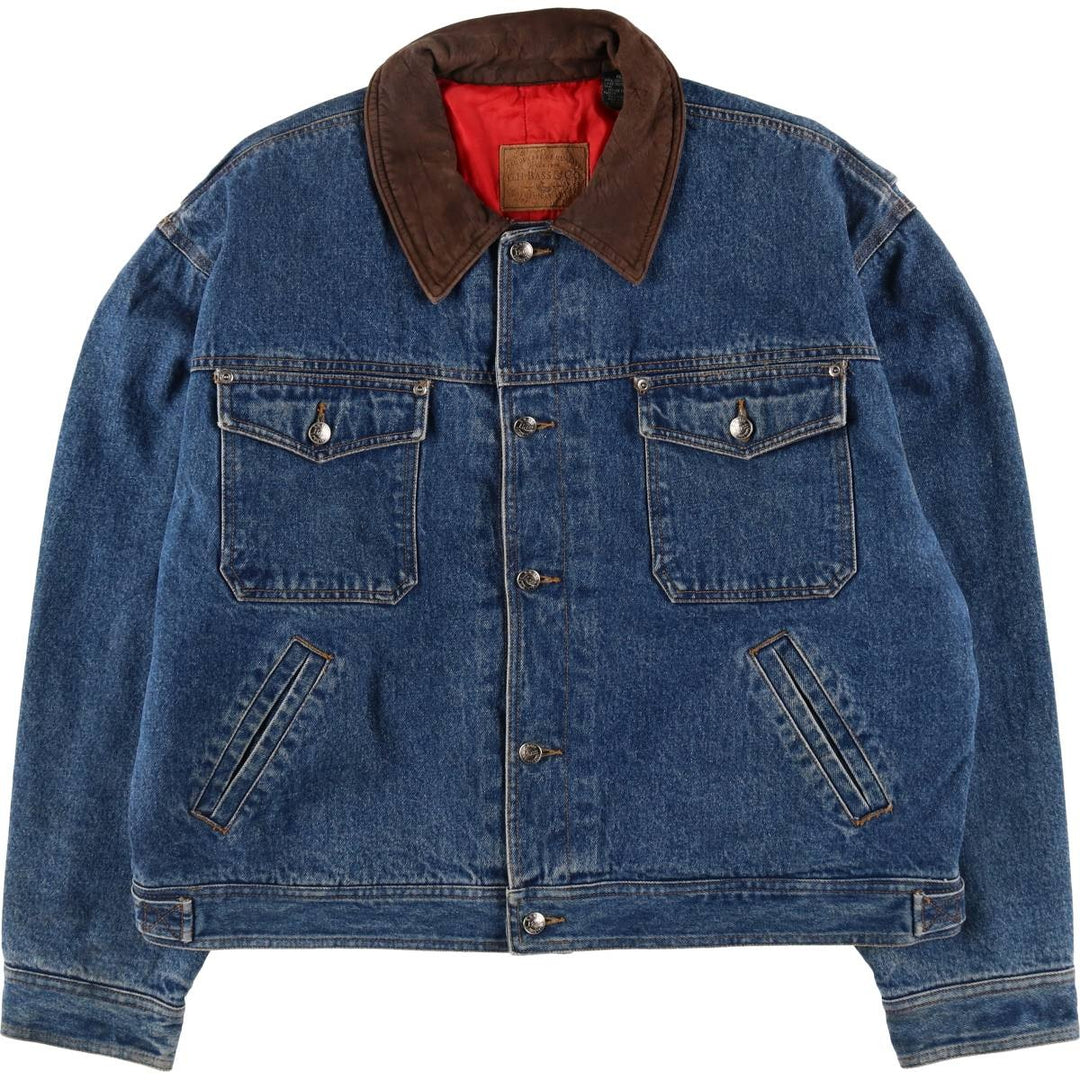 90'S GHBass padded denim jacket, men's size XL, vintage cotton blue type Vintage Second Hand