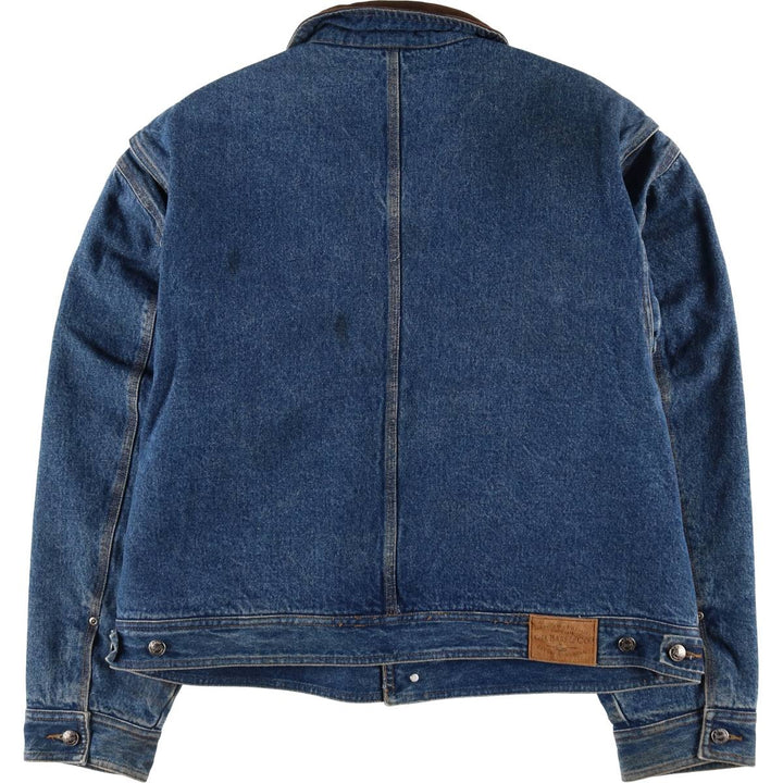 90'S GHBass padded denim jacket, men's size XL, vintage cotton blue type Vintage Second Hand