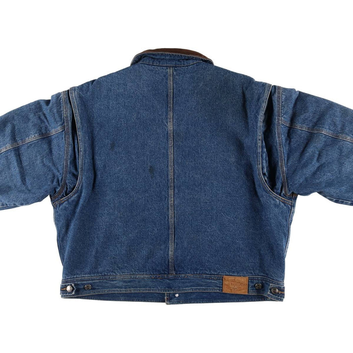 90'S GHBass padded denim jacket, men's size XL, vintage cotton blue type Vintage Second Hand