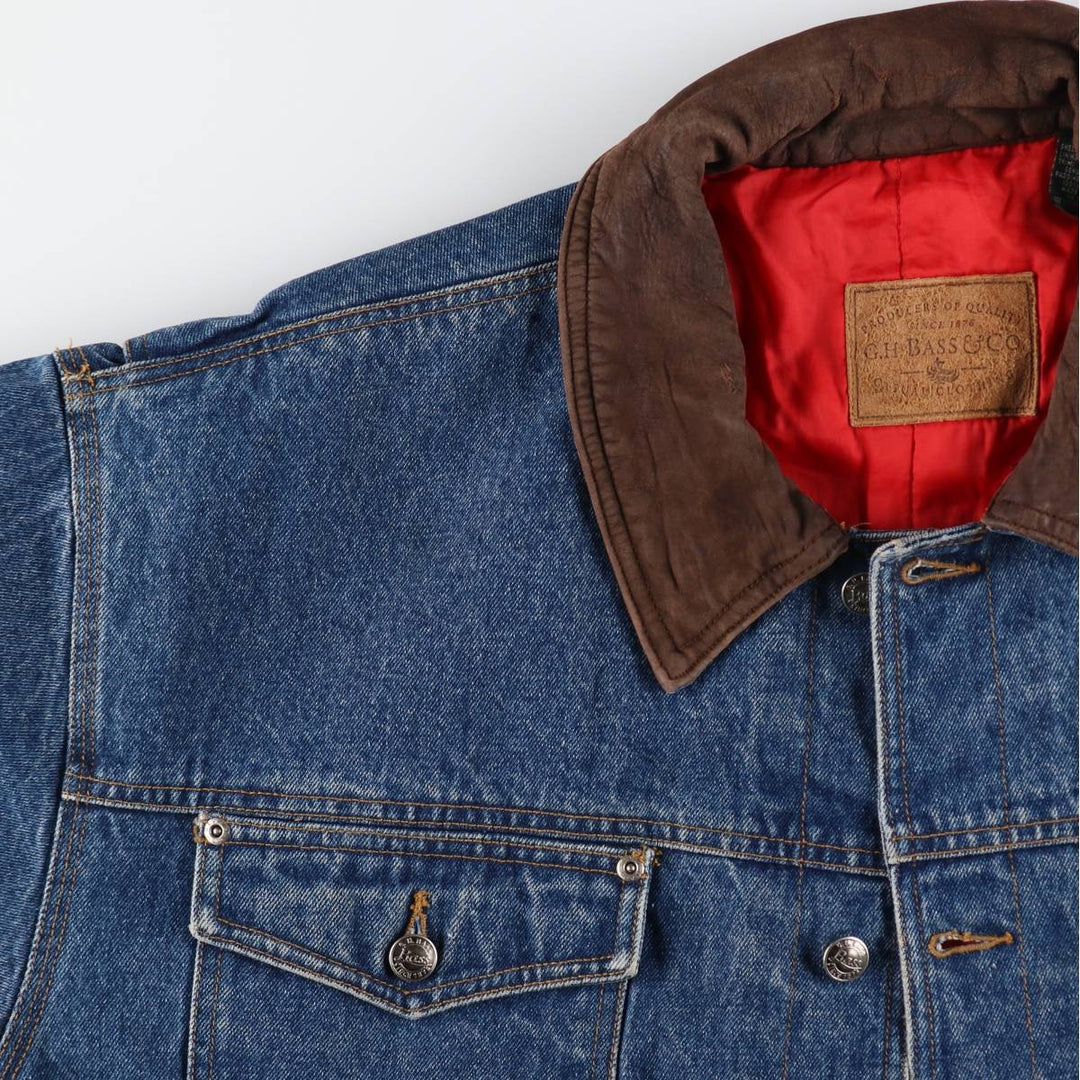 90'S GHBass padded denim jacket, men's size XL, vintage cotton blue type Vintage Second Hand