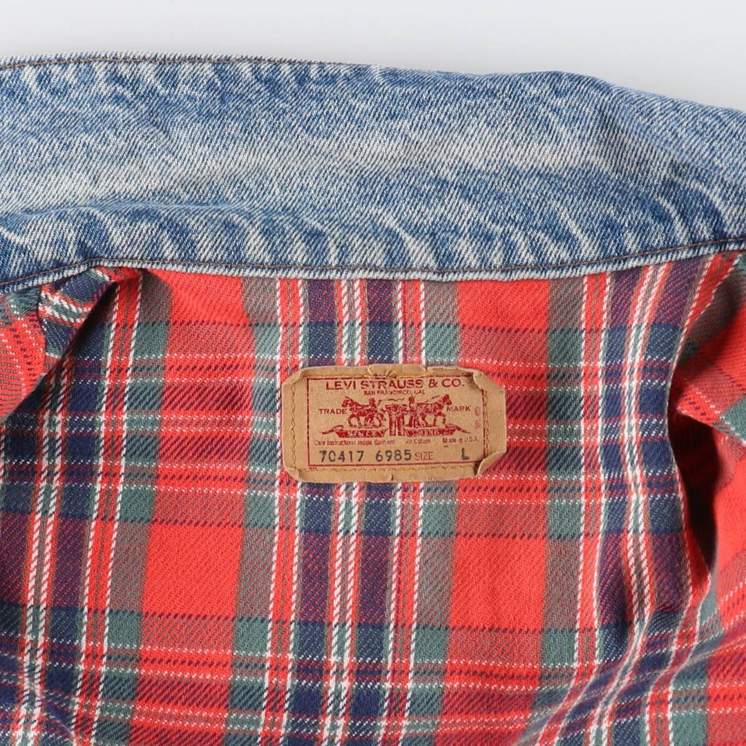 80s~90'S Levi's 70417-6985 denim jacket, denim jacket, made in USA, men's size L, vintage /eaa514962