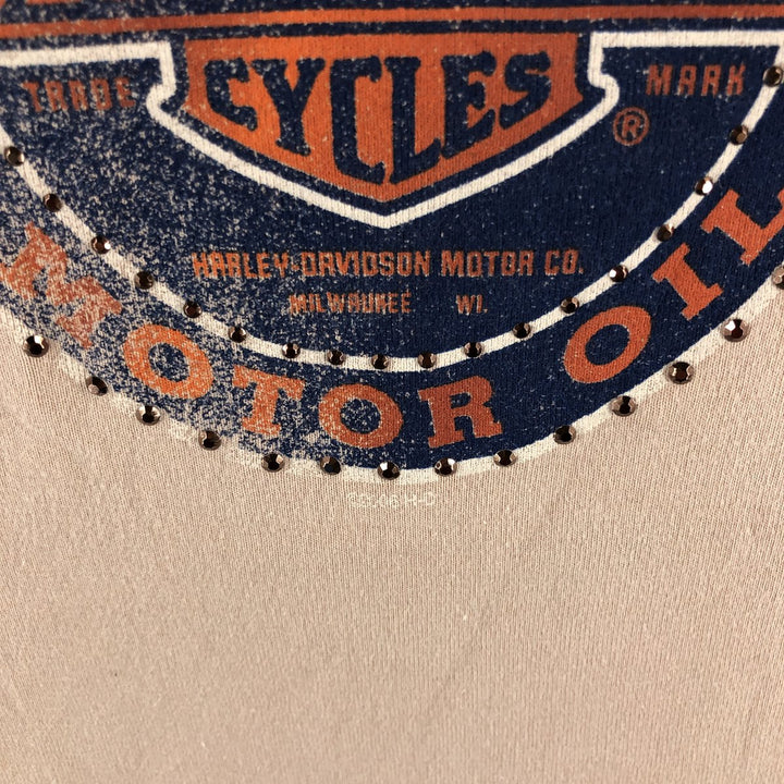 00'S Harley-Davidson 3/4 Sleeve Raglan T-Shirt for Women (S) cotton Beige type Vintage Second Hand