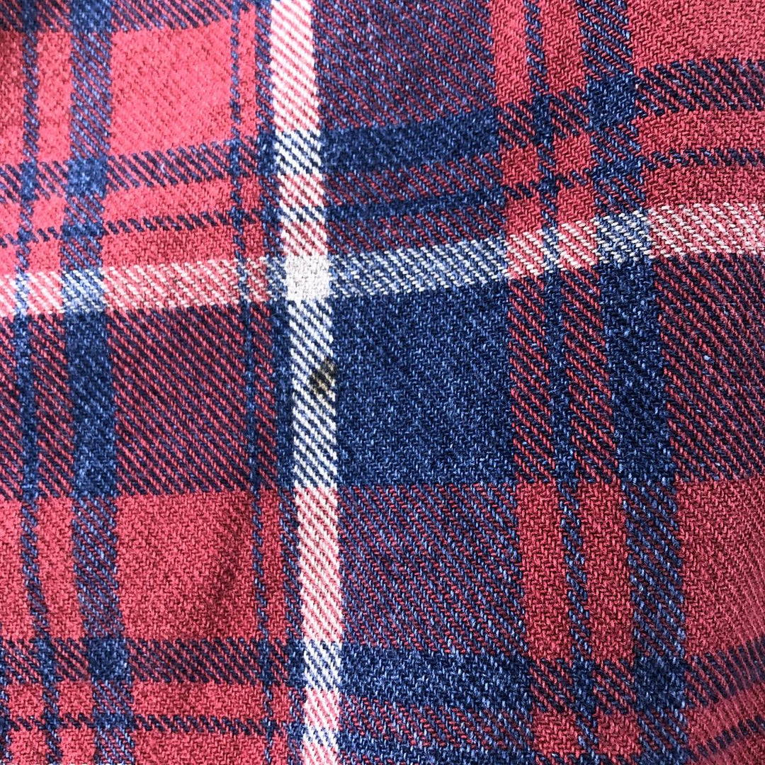 LLBean Long Sleeve Button Down Flannel Check Shirt, Men's Size L cotton red type Vintage Second Hand