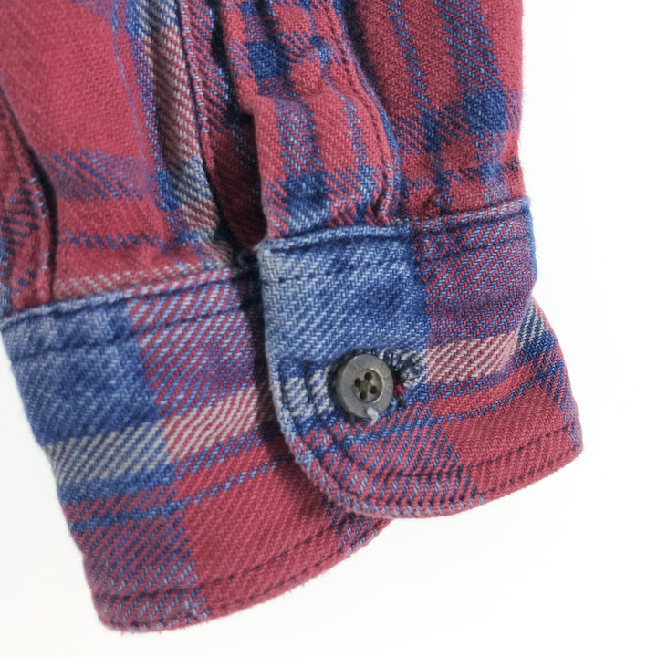 LLBean Long Sleeve Button Down Flannel Check Shirt, Men's Size L cotton red type Vintage Second Hand