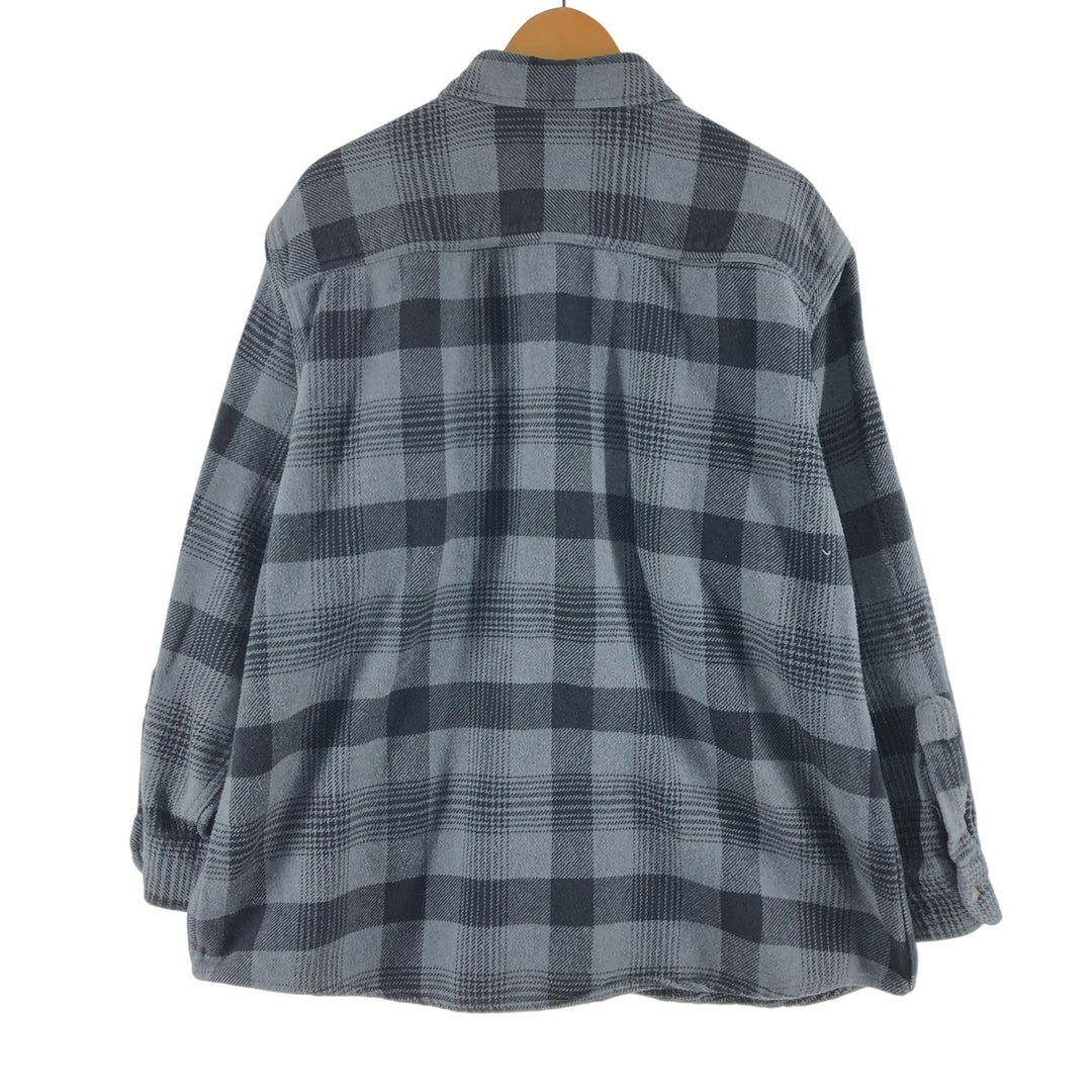 David Taylor Check Pattern Long Sleeve Flannel Check Shirt, Men's Size XL cotton gray type Vintage Second Hand