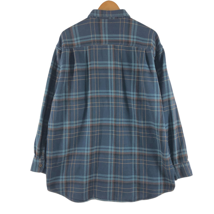 Vintage 90s-00'S St. John's Bay Browny long-sleeved flannel check shirt, men's size L unclear blue type Vintage Second Hand