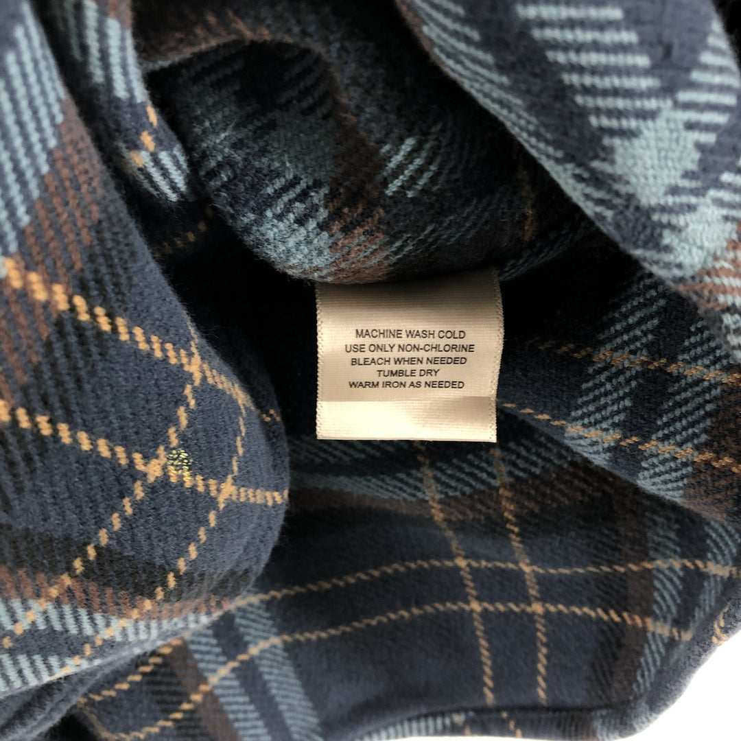 Vintage 90s-00'S St. John's Bay Browny long-sleeved flannel check shirt, men's size L unclear blue type Vintage Second Hand