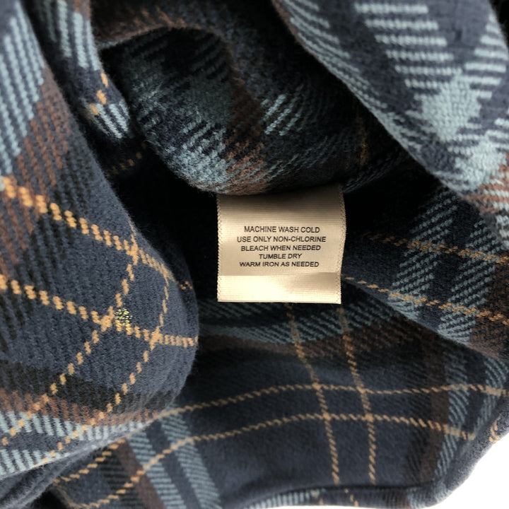 Vintage 90s-00'S St. John's Bay Browny long-sleeved flannel check shirt, men's size L unclear blue type Vintage Second Hand