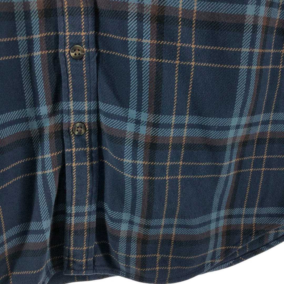 Vintage 90s-00'S St. John's Bay Browny long-sleeved flannel check shirt, men's size L unclear blue type Vintage Second Hand
