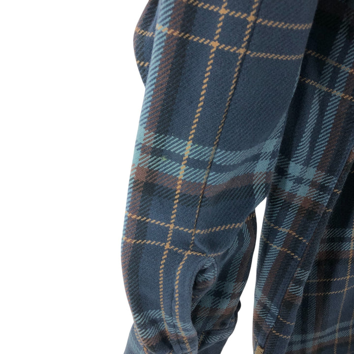 Vintage 90s-00'S St. John's Bay Browny long-sleeved flannel check shirt, men's size L unclear blue type Vintage Second Hand