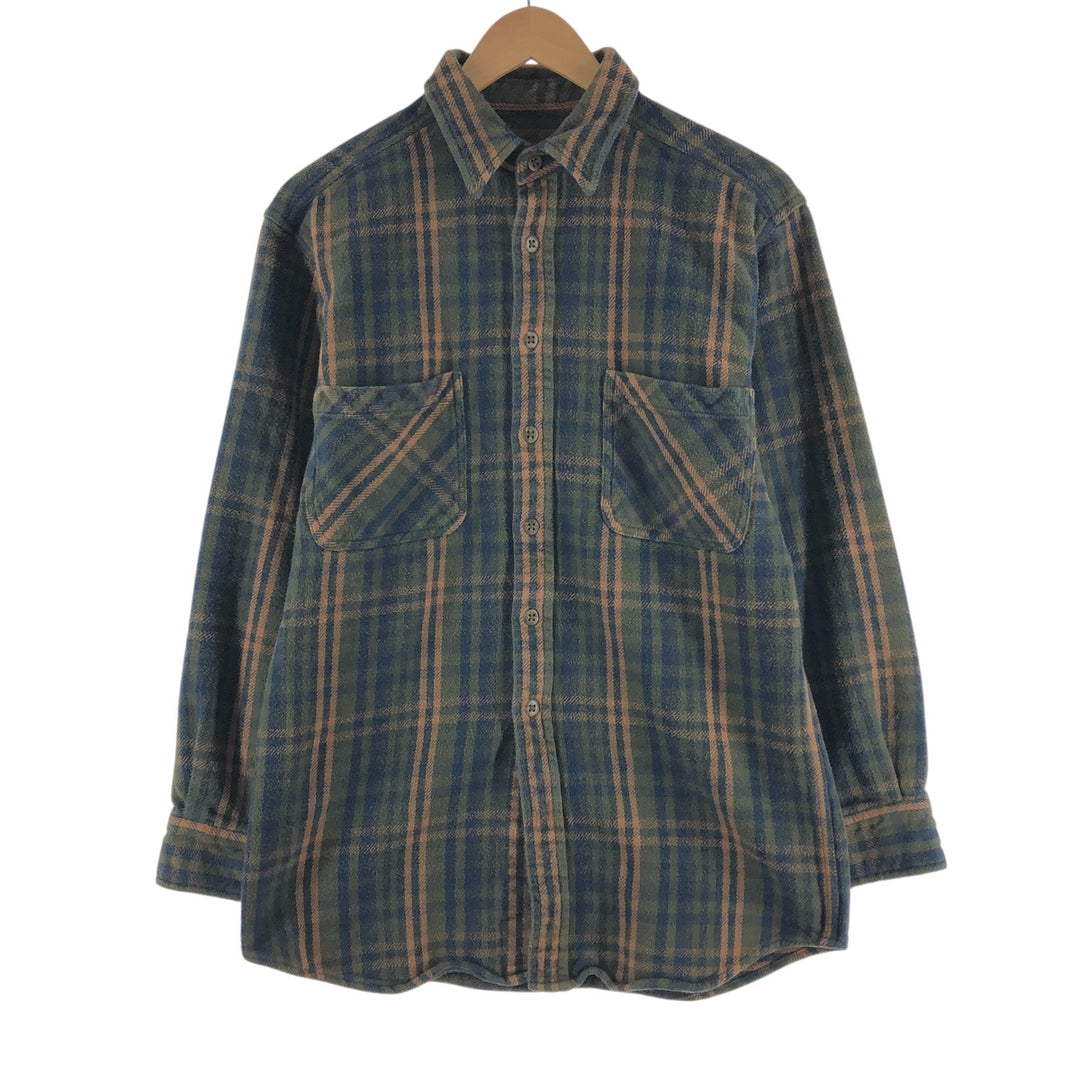 Vintage 90s-00'S St. John's Bay long-sleeved flannel check shirt, size M, men's cotton green type Vintage Second Hand