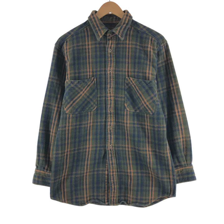 Vintage 90s-00'S St. John's Bay long-sleeved flannel check shirt, size M, men's cotton green type Vintage Second Hand