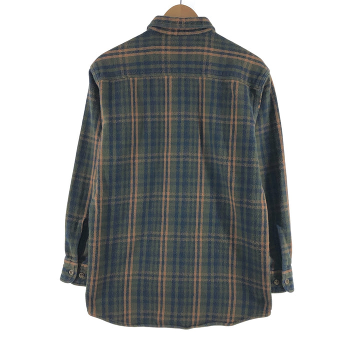 Vintage 90s-00'S St. John's Bay long-sleeved flannel check shirt, size M, men's cotton green type Vintage Second Hand