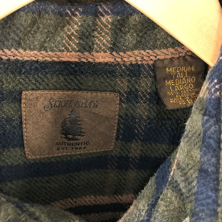 Vintage 90s-00'S St. John's Bay long-sleeved flannel check shirt, size M, men's cotton green type Vintage Second Hand