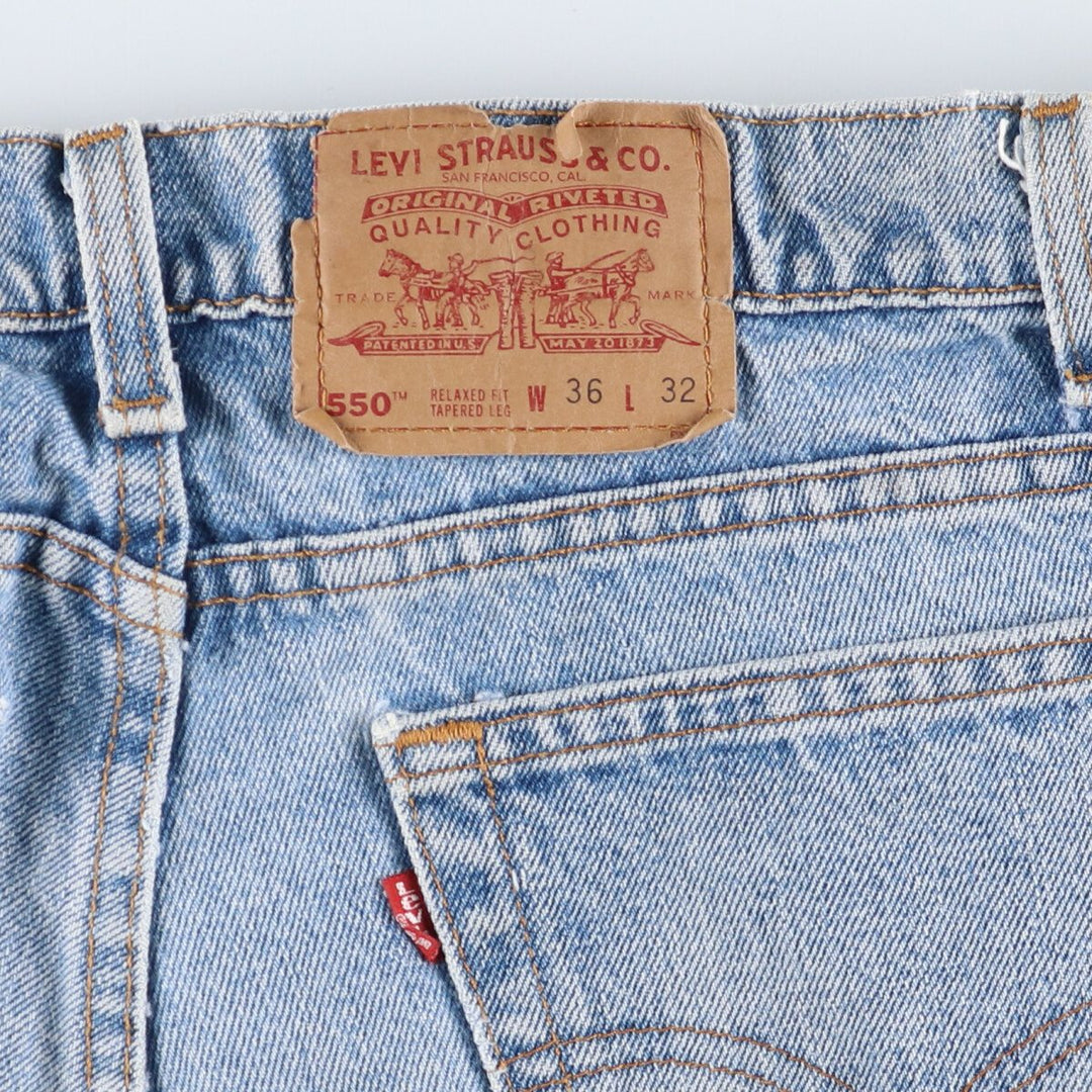 90'S Levi's 550 Relaxed Fit Tapered Leg Denim Pants, Made in the USA, Men's, Size 35, Vintage cotton Blue type light blue Vintage Second Hand