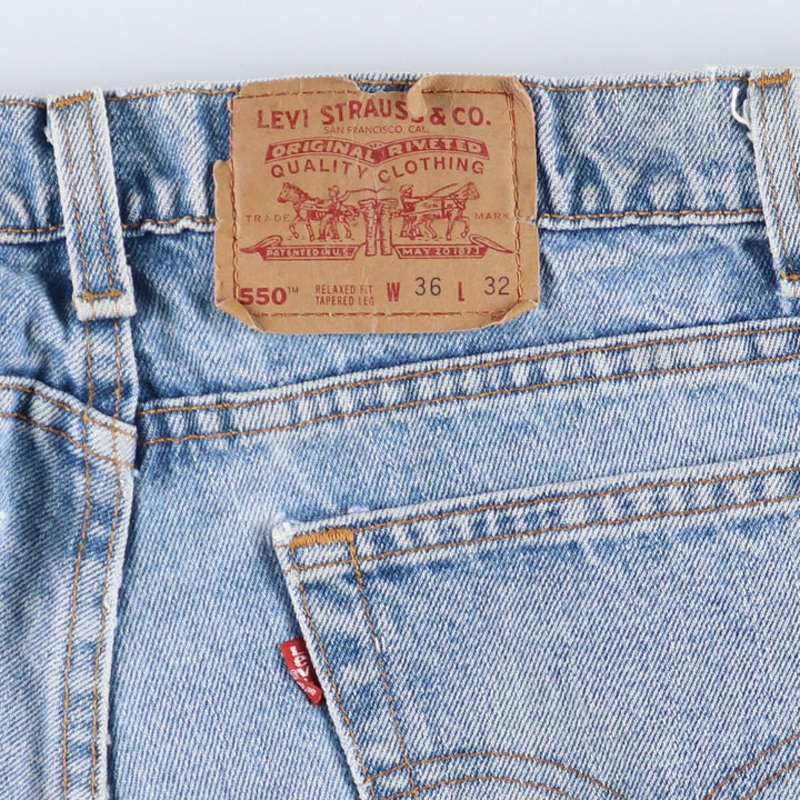 90'S Levi's 550 Relaxed Fit Tapered Leg Denim Pants, Made in the USA, Men's, Size 35, Vintage cotton Blue type light blue Vintage Second Hand