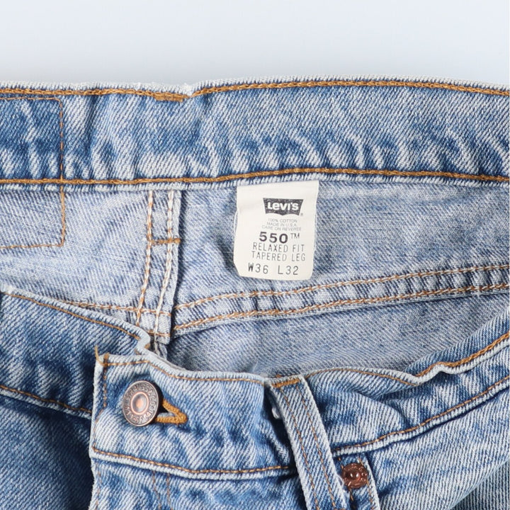 90'S Levi's 550 Relaxed Fit Tapered Leg Denim Pants, Made in the USA, Men's, Size 35, Vintage cotton Blue type light blue Vintage Second Hand