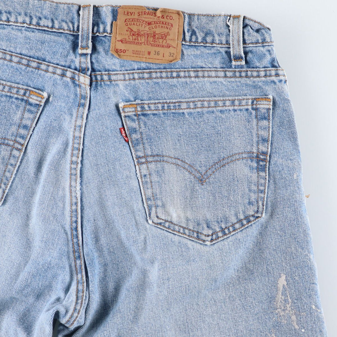 90'S Levi's 550 Relaxed Fit Tapered Leg Denim Pants, Made in the USA, Men's, Size 35, Vintage cotton Blue type light blue Vintage Second Hand
