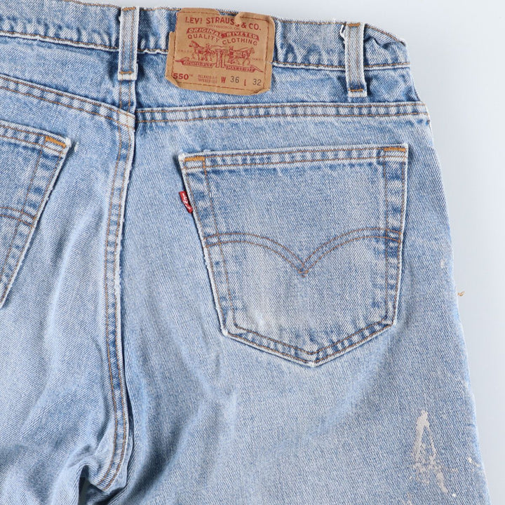90'S Levi's 550 Relaxed Fit Tapered Leg Denim Pants, Made in the USA, Men's, Size 35, Vintage cotton Blue type light blue Vintage Second Hand