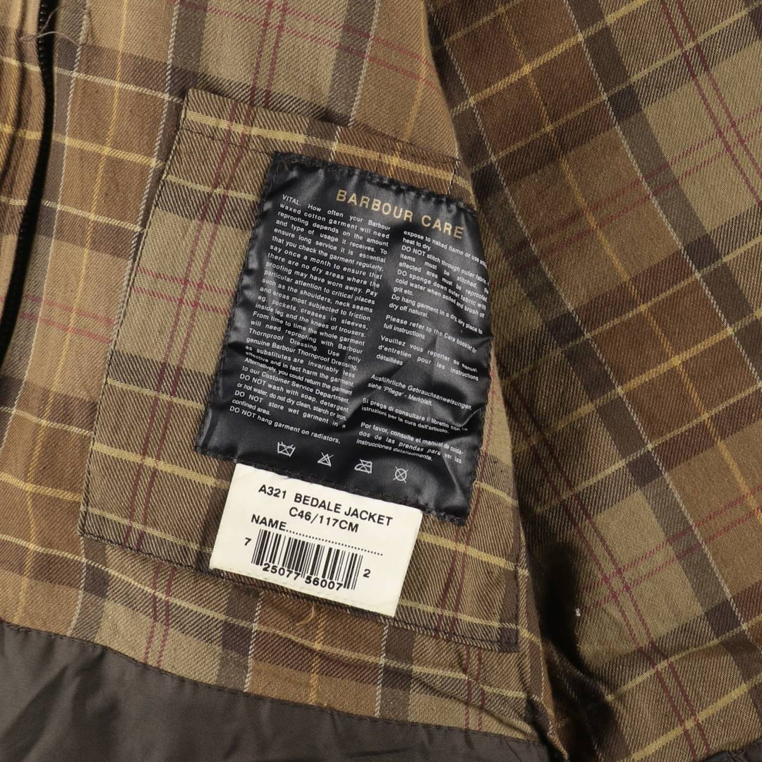 00s~ Barbour BEDALE 3 Warrant Waxed Cotton Oiled Jacket Made in England C46 Men's XL equivalent /eaa515201