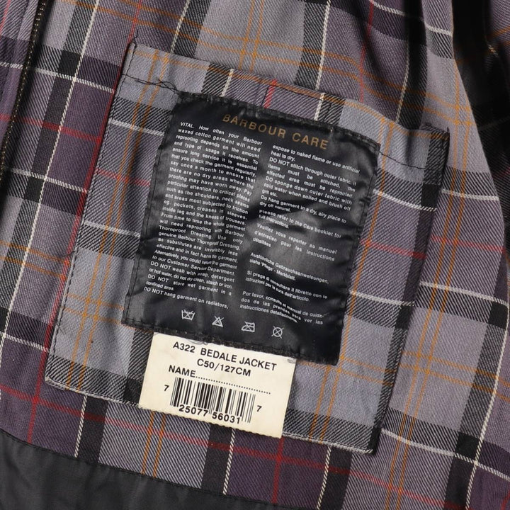 00s~ Barbour BEDALE 3 Warrant Waxed Cotton Oiled Jacket Made in England C50 Men's XXL /eaa515203