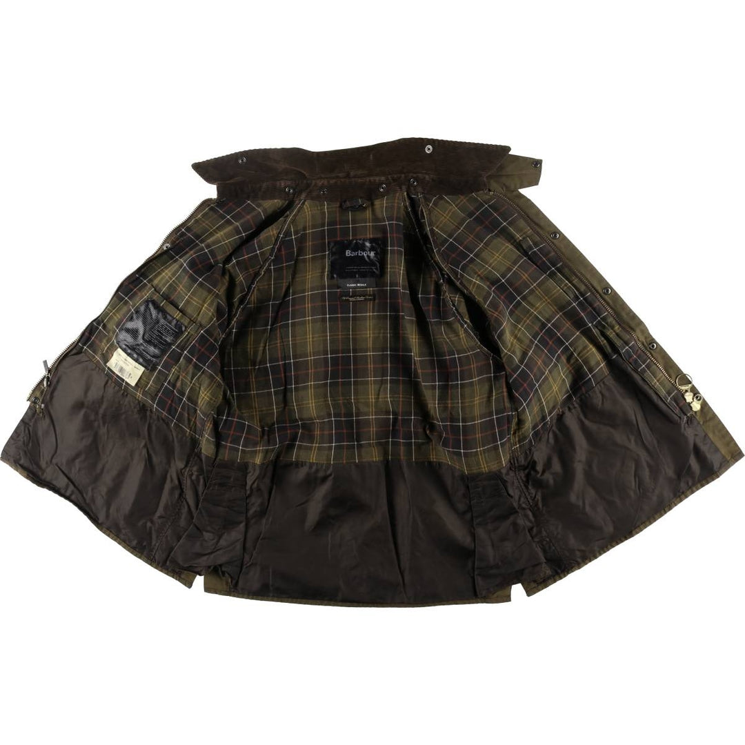00s~ Barbour Classic Bedale 3 Warrant Waxed Cotton Oiled Jacket Made in England C46 Men's S equivalent /eaa515208