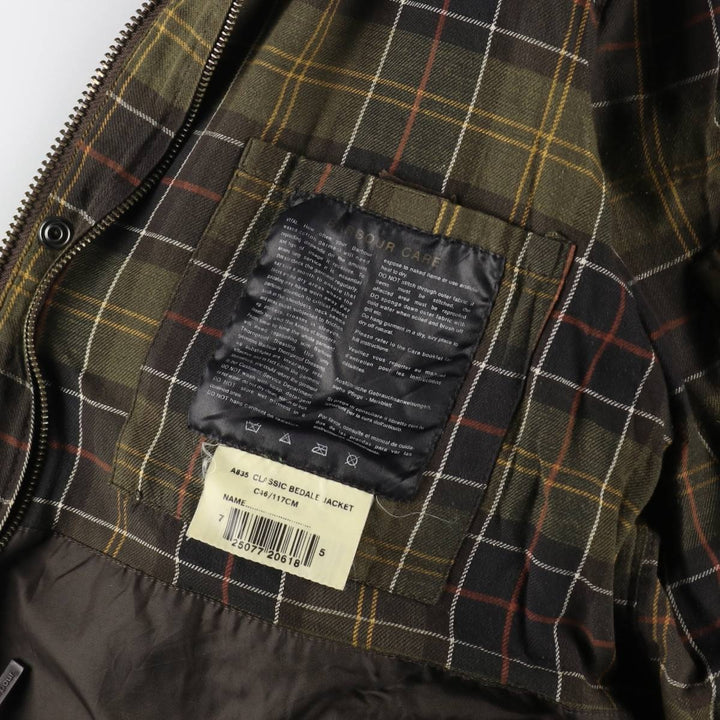00s~ Barbour Classic Bedale 3 Warrant Waxed Cotton Oiled Jacket Made in England C46 Men's S equivalent /eaa515208