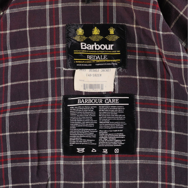 90'S Barbour Old 3 Warrant BEDALE Waxed Cotton Oiled Jacket Made in England C40 Men's M Size Vintage/eaa515211