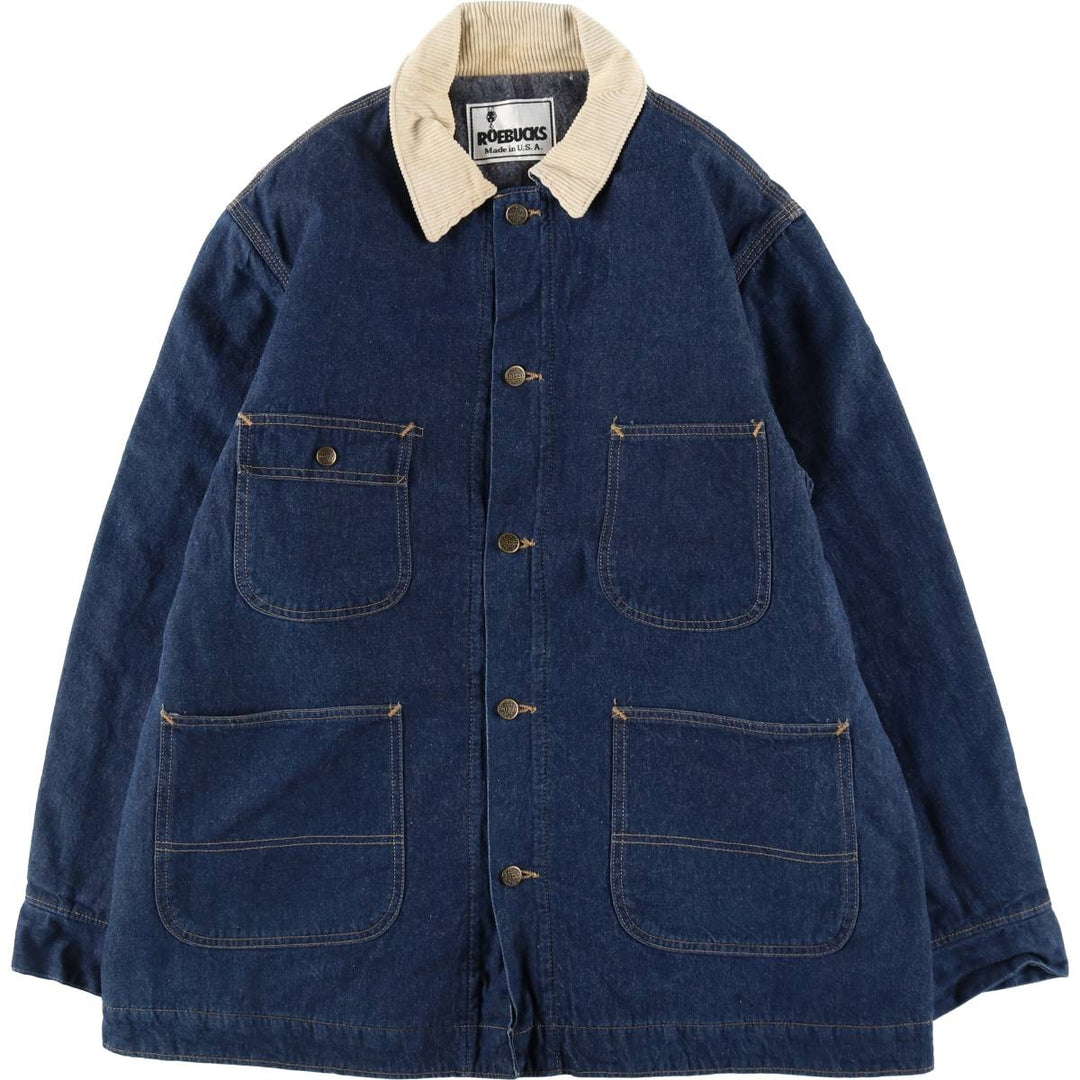 Vintage 80s-90'S Roebucks Bat-Dye Denim Coverall, Made in USA, Men's XL unclear blue type Vintage Second Hand