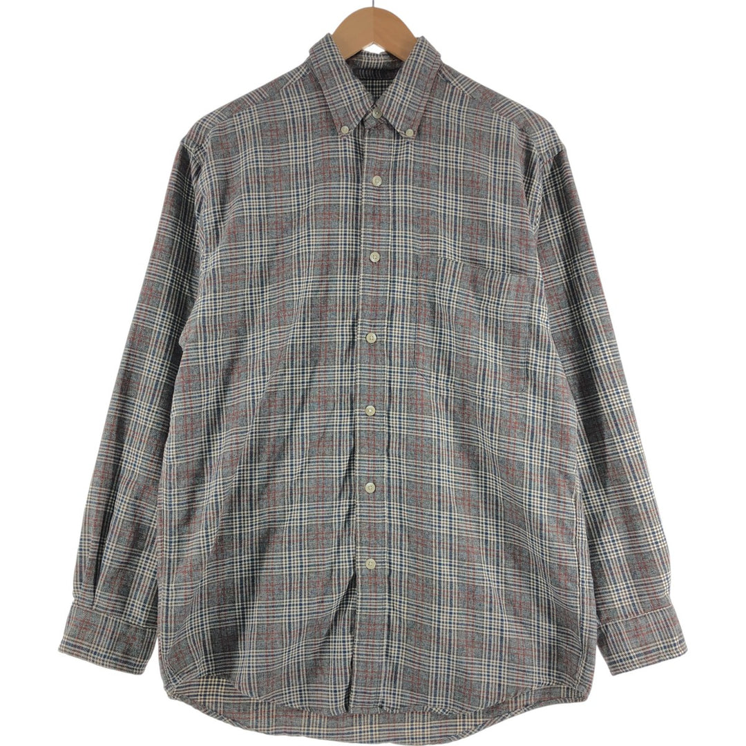 Eddie Bauer Light Flannel Check Shirt, Long Sleeve, Button-Down, Men's Size Small cotton gray type Vintage Second Hand