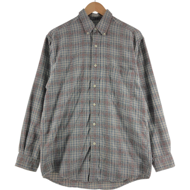 Eddie Bauer Light Flannel Check Shirt, Long Sleeve, Button-Down, Men's Size Small cotton gray type Vintage Second Hand