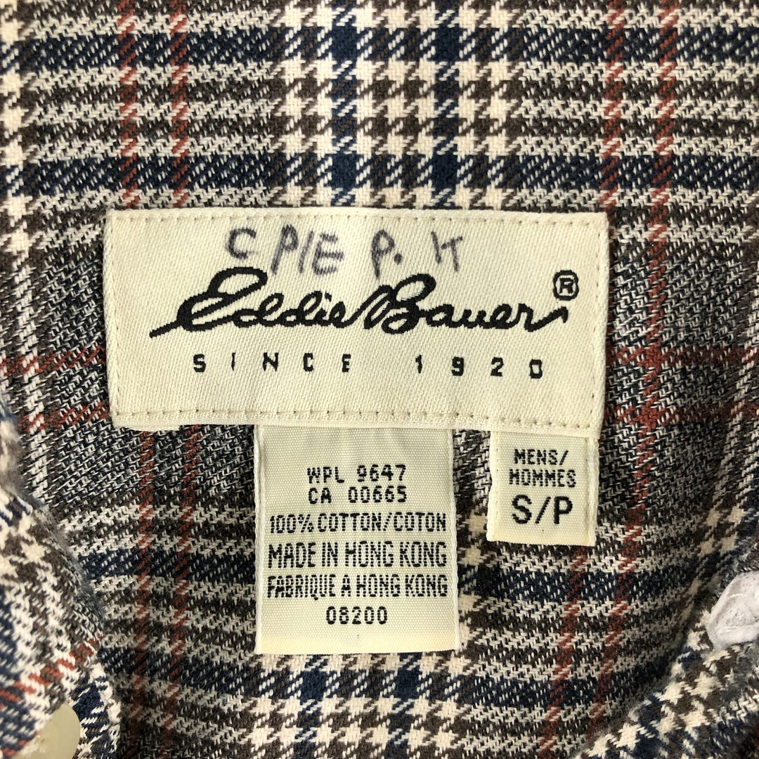 Eddie Bauer Light Flannel Check Shirt, Long Sleeve, Button-Down, Men's Size Small cotton gray type Vintage Second Hand
