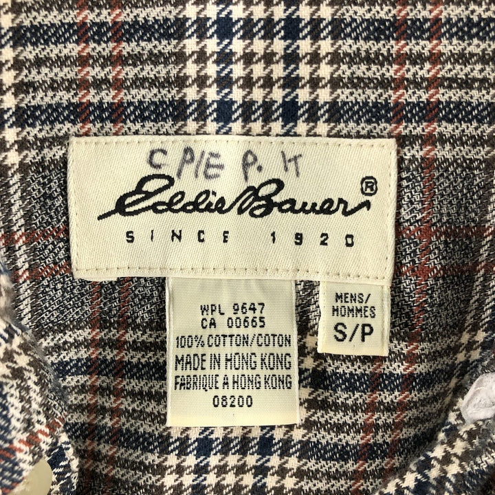 Eddie Bauer Light Flannel Check Shirt, Long Sleeve, Button-Down, Men's Size Small cotton gray type Vintage Second Hand