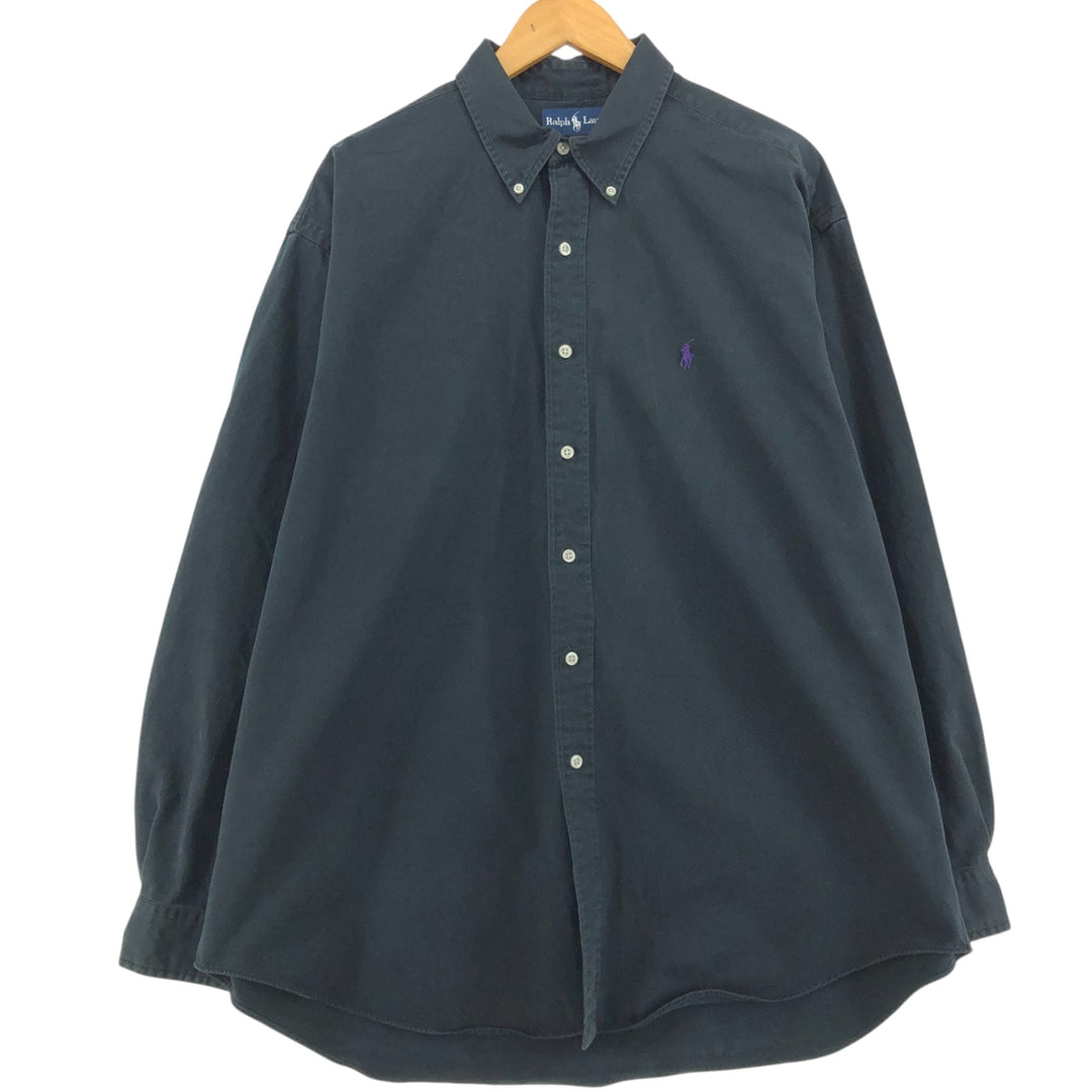 Ralph Lauren BLAKE long sleeve button down shirt, men's XL size cotton black type Vintage Second Hand