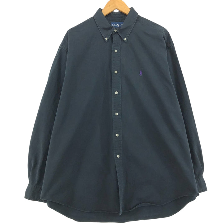 Ralph Lauren BLAKE long sleeve button down shirt, men's XL size cotton black type Vintage Second Hand