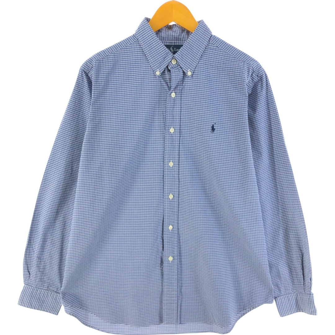 Ralph Lauren Classic Fit Long Sleeve Button Down Check Shirt, Men's Size L cotton blue type Vintage Second Hand