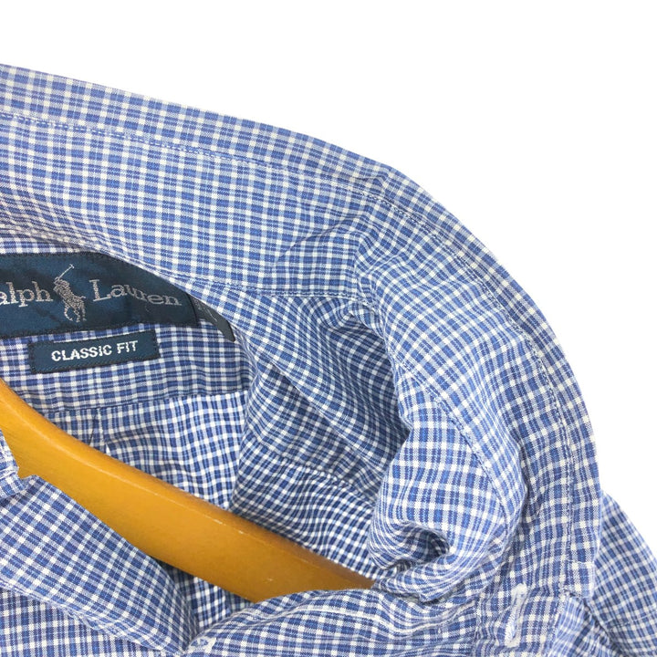 Ralph Lauren Classic Fit Long Sleeve Button Down Check Shirt, Men's Size L cotton blue type Vintage Second Hand