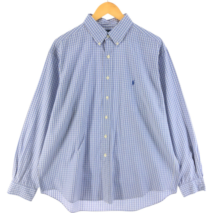Ralph Lauren YARMOUTH Long Sleeve Button Down Check Shirt Men's XL cotton Blue type light blue Vintage Second Hand