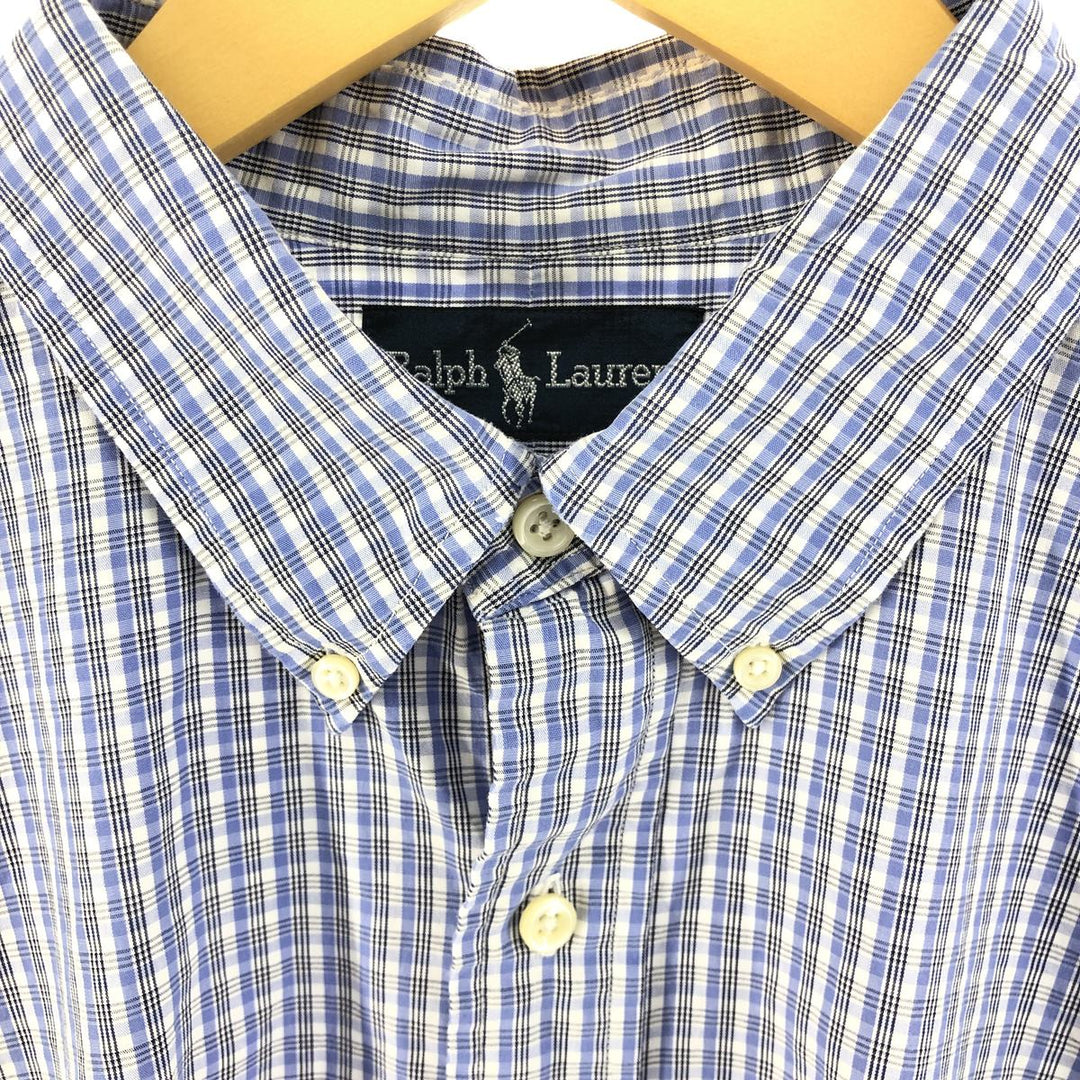 Ralph Lauren YARMOUTH Long Sleeve Button Down Check Shirt Men's XL cotton Blue type light blue Vintage Second Hand